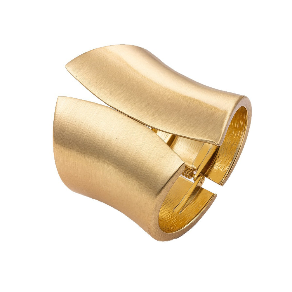 Fashion cross-border e-commerce jewelry fashion asymmetrical alloy glossy bracelet exaggerated wide spring opening bracelet for women
