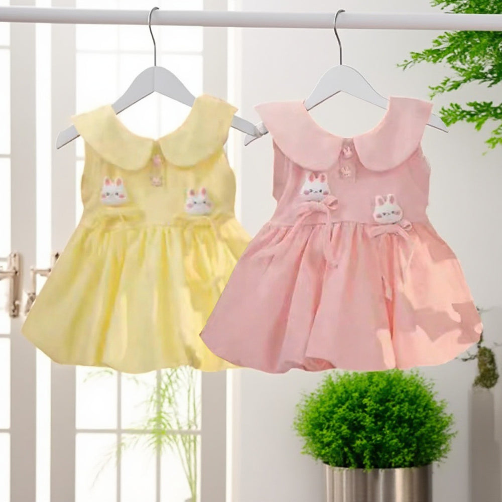Girls' summer dress: cartoon bunny sleeveless princess sundress with round neck -  korean style