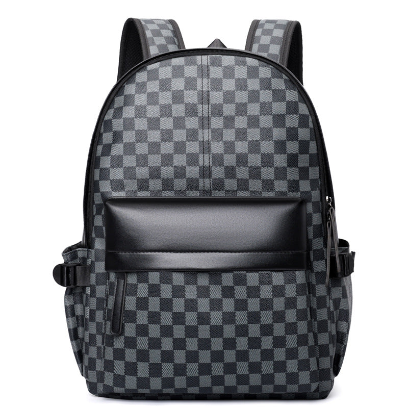 Business Trend Plaid Backpack Versatile Casual Men's Commuter Computer Backpack Large Capacity Travel Backpack School Bag