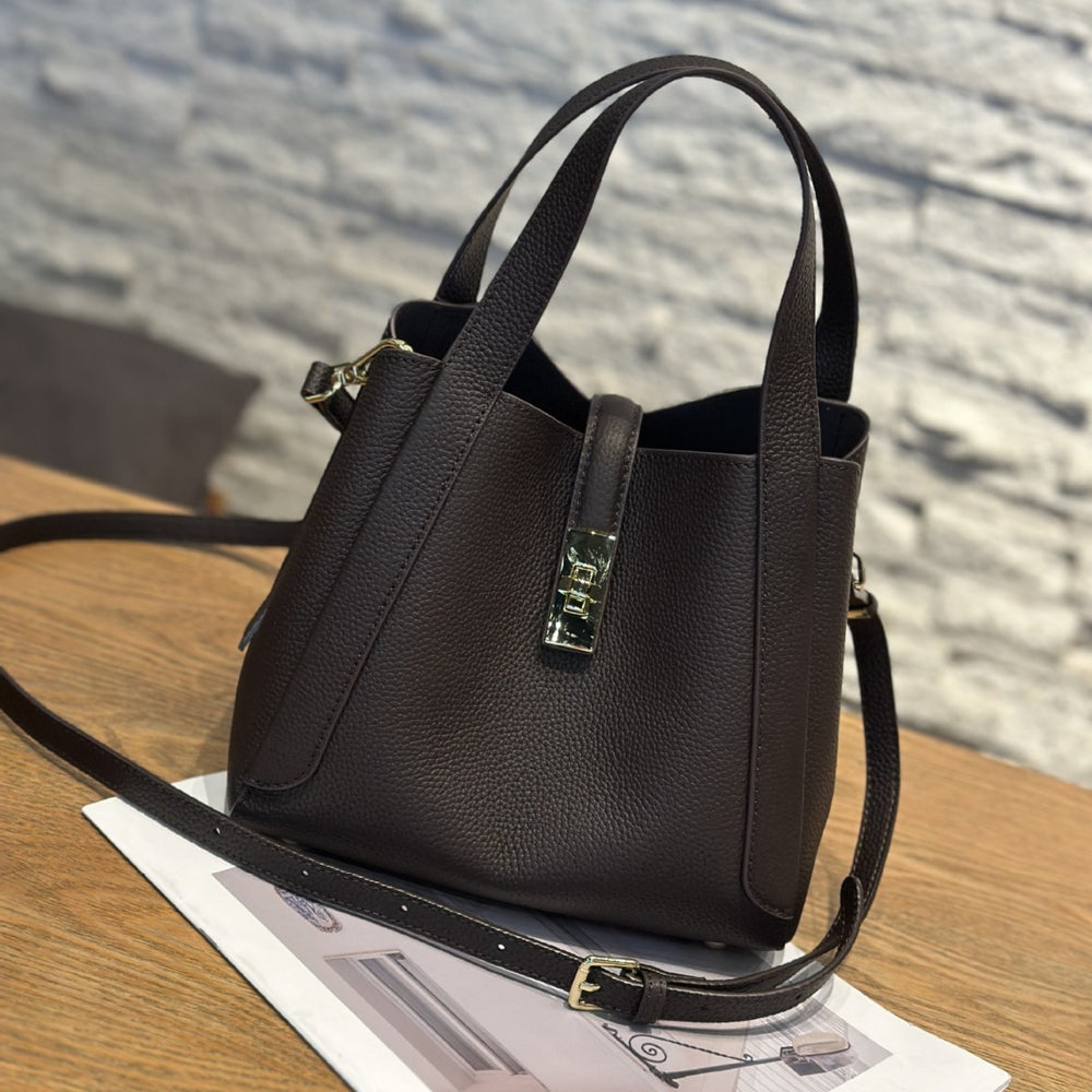 First-layer cowhide 2025new arrival vegetable basket bag large capacity bucket bag tote bag shoulder hand-carry cross-body bag for women