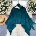 Classy sense of niche autumn wear lazy style asymmetrical bat sleeve shirt women's autumfashion beaded loose blouse trendy