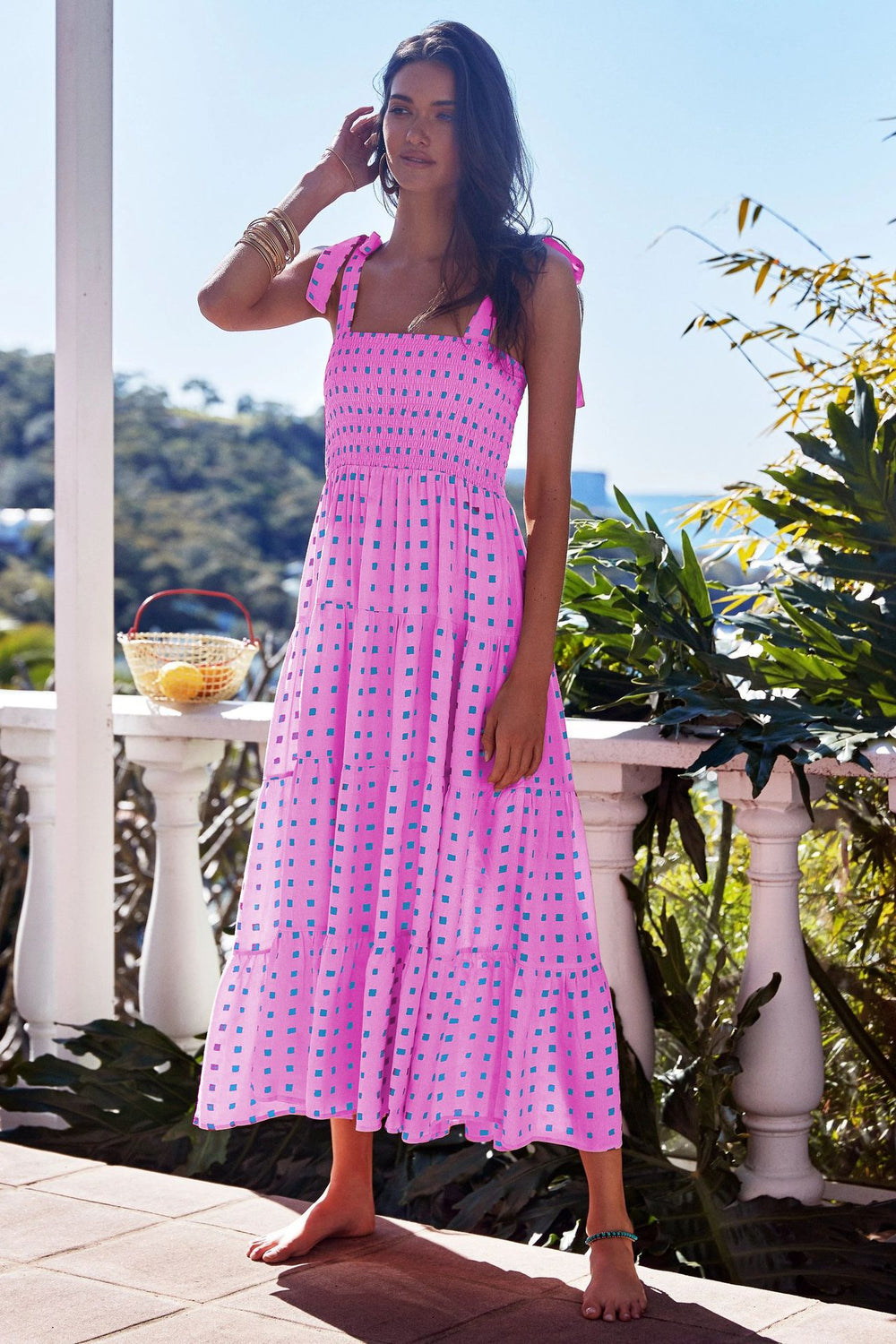 cross-border fashion summer women's  commuter sleeveless spicy girl print long slip dress