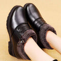 Winter slip-on fleece-lined cotton shoes heattech ladieswear shoes non-slipthickened cotton shoes for middle-aged and elderly people flatsnon-slip granny shoes