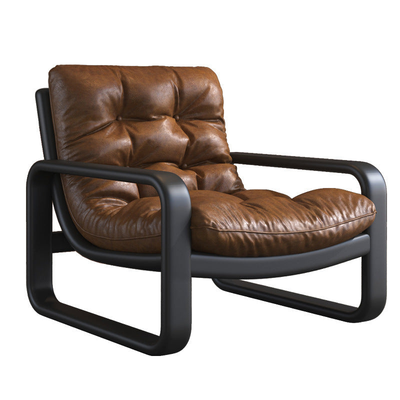 Leather office reception small sofa rest area business reception chair coffee shop iron armrest sofa single chair