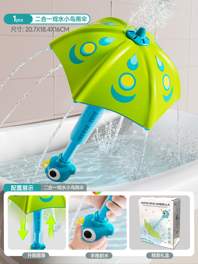 Kids mushroom flower water shower bath watering flower pot family bathroom umbrella water spray pull-out water gun toy