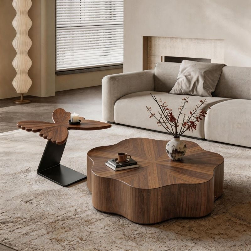 Butterfly coffee table can be rotated new chinoiserie normcore coffee table living room for home medieval style environmental-friendly petal cloud tea table