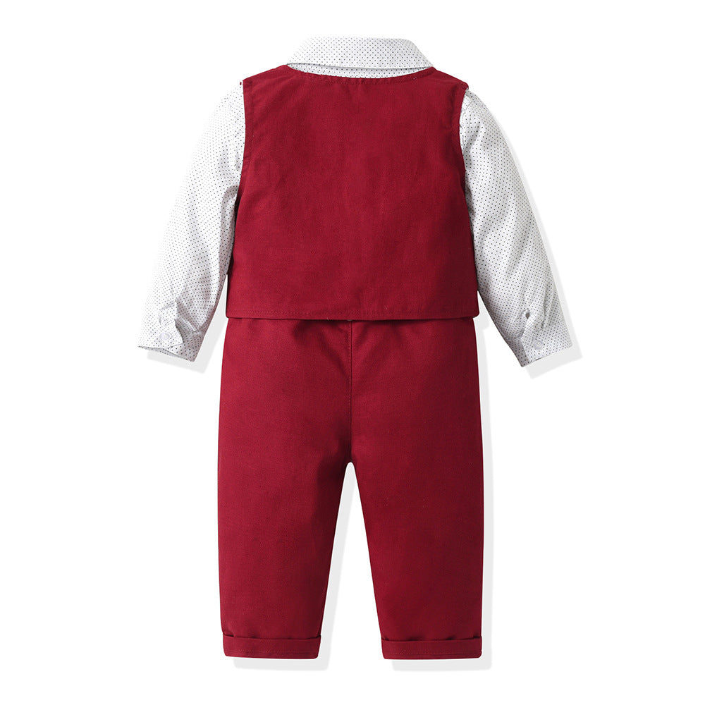 new arrival: british style suit vest christmas kids' set - spring/autumn formal wear, boys' autumn outfit, baby clothes
