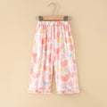 Girls' rayon summer lightweight pajama pants - cartoon print, loose fit, breathable, can be worn outdoors, cropped length