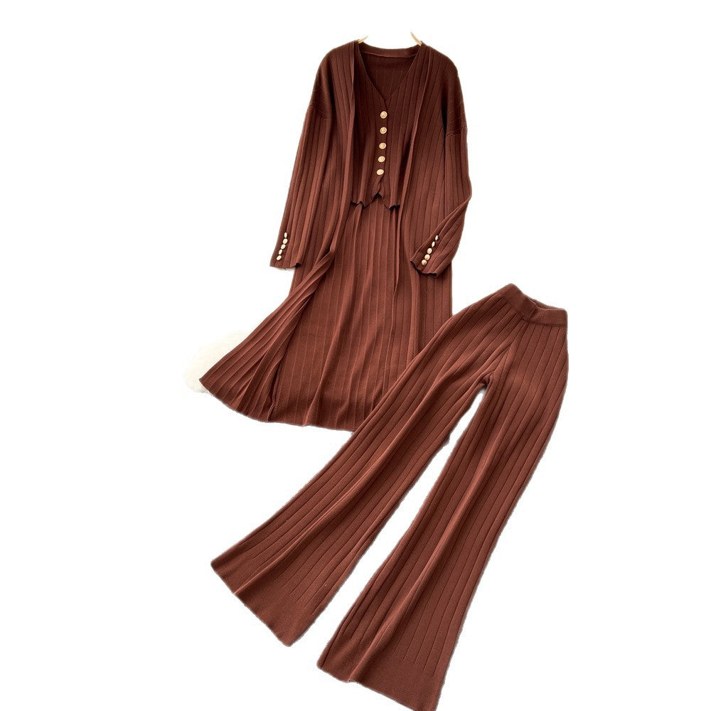 Xiaoxiangfeng wear women's autumeasiest for match sleeveless v neckvest vest loosepantsknittingcardiganhigh waistpants