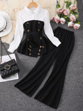 Girls' two-piece outfit: patchwork top + flare pants set