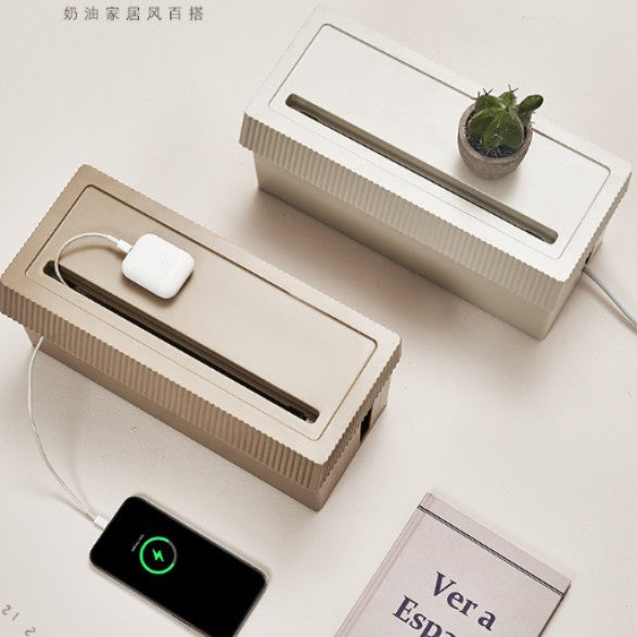 Power strip socket organizer, cord management box, power strip cable, data cable, charger cord organizer, desktop cable management hub