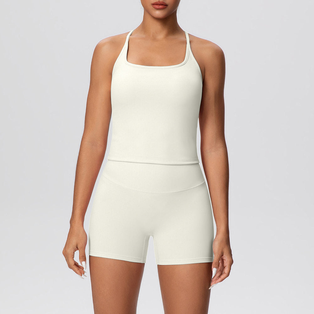 New cloud-feel quick-dry high-waisted butt-lifting shorts activewear set - perfect for yoga, outdoor training, running, and fitness