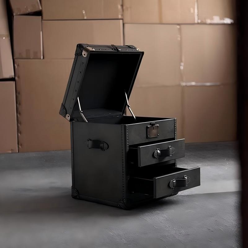 Medieval style cigar bar suitcase coffee table american retro decorative cabinet private wine cabinet oil wax leather storage cabinet clothing store