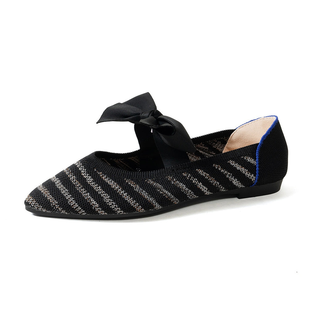 new spring/autumn pointed-toe bow casual flats - women's plus size flyknit moccasin loafers