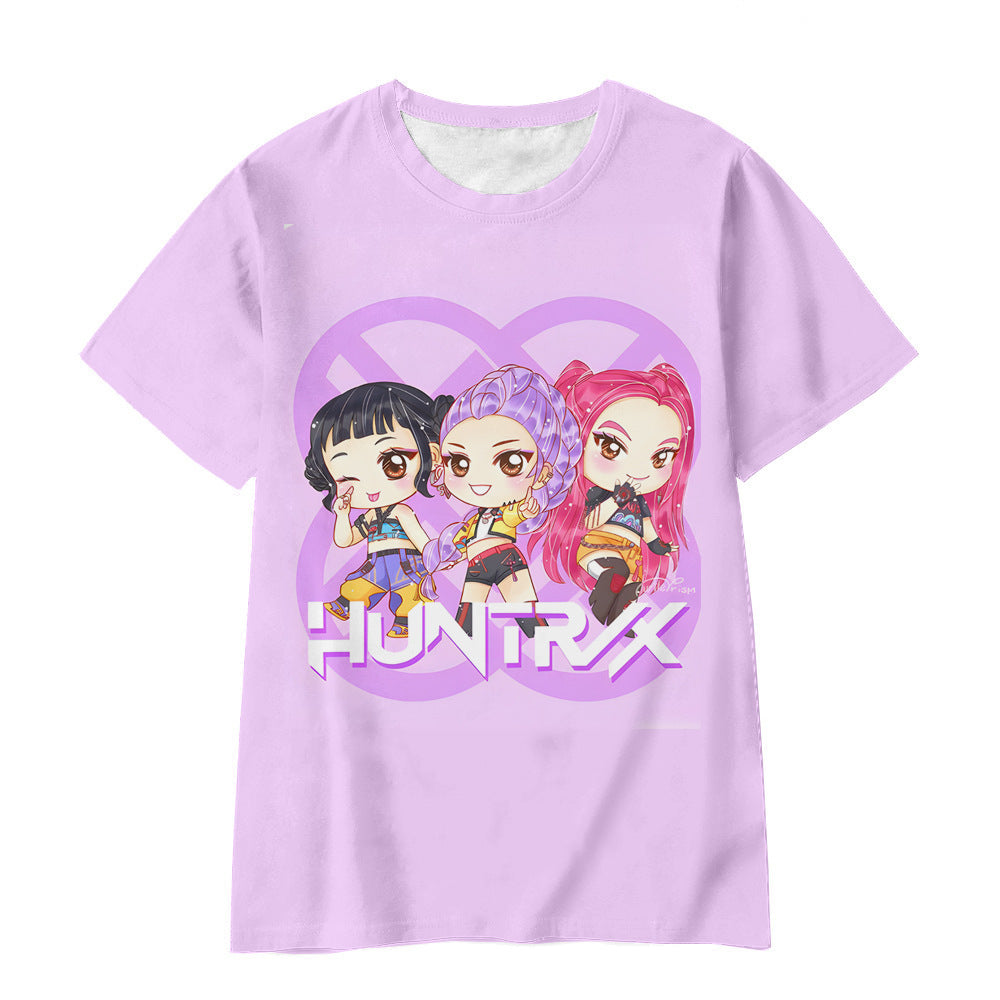 Witcher boy group 3d digital printing cross-border overseas casual loosefashion t-shirt k-pop girls t-shirt