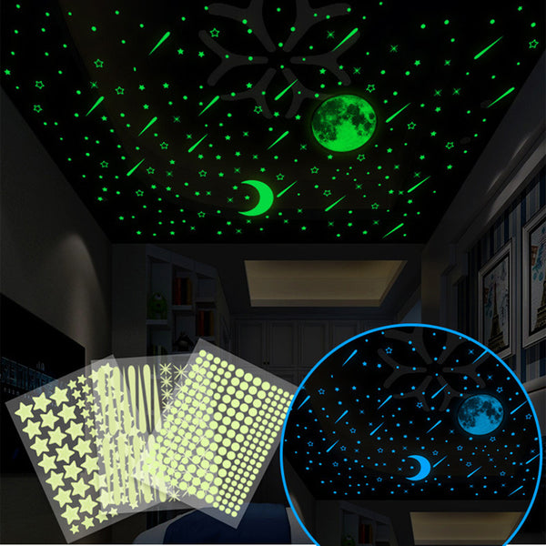 YG908 star and moon combination luminous wall sticker children's room bedroom luminous sticker meteor dot fluorescent sticker