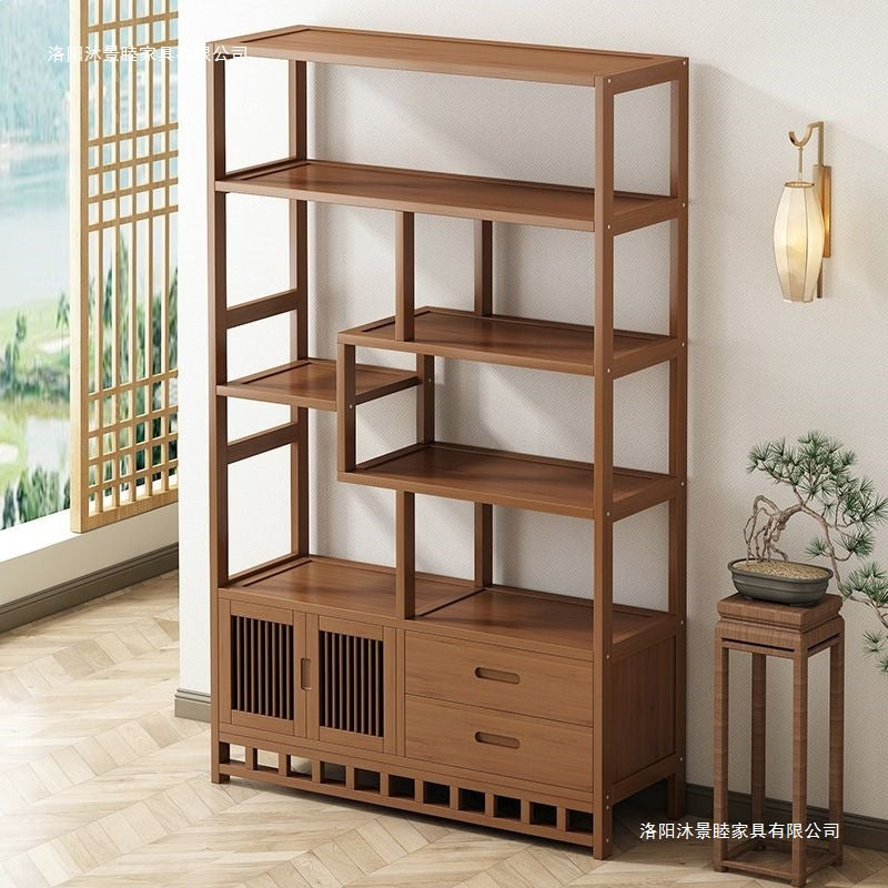 New chinoiserie bogu rack tea rack storage rack tea set rack tea display cabinet non-solid wood tea room ornaments duobao pavilion