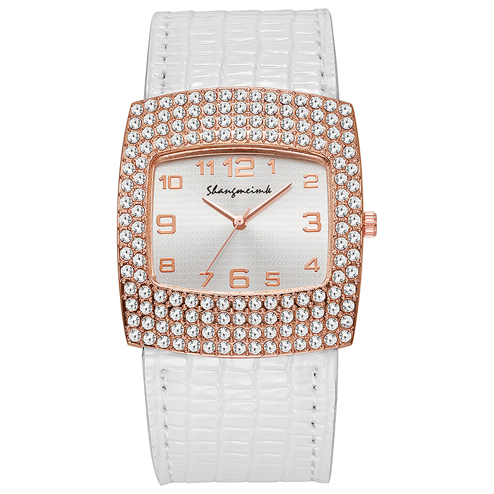 e-commerce hot-selling snake-embossed leather belt diamond-studded women's watch, square full diamond quartz watch, ladies' watch manufacturer wholesale