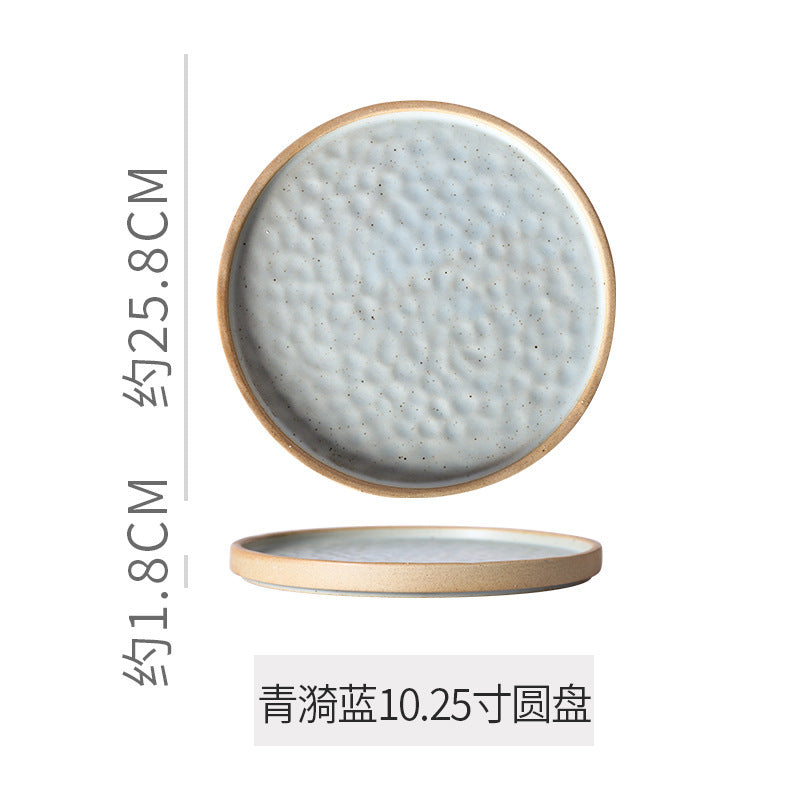 Retro stoneware western food steak plate japanese style with edge restaurant hotel for homestylish shallow plate dessert side dish plate