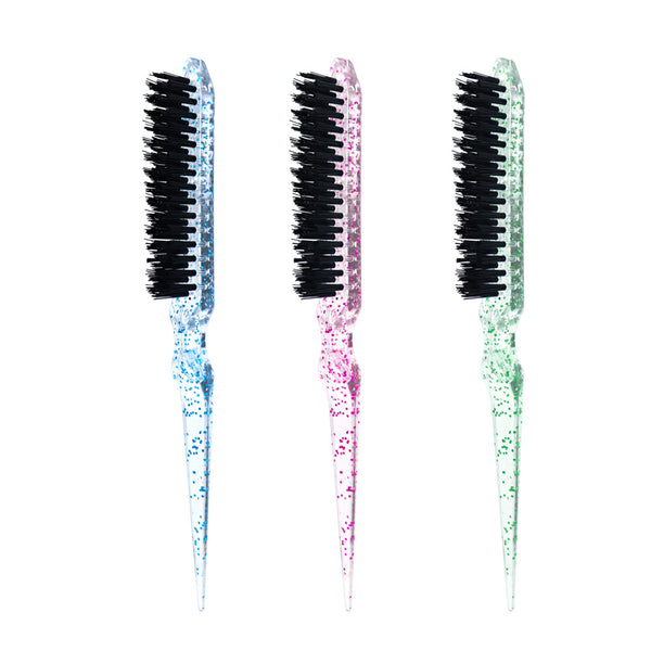 Foreign trade new transparent glitter hair comb length and short teeth fluffy shape disc hair comb three rows hair comb wholesale