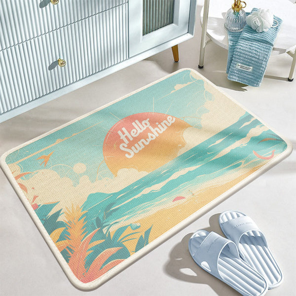Bathroom quick-drying carpet cartoon bathroom absorbent floor mat fun toilet door imitation linen non-slip foot wear-resistant floor mat