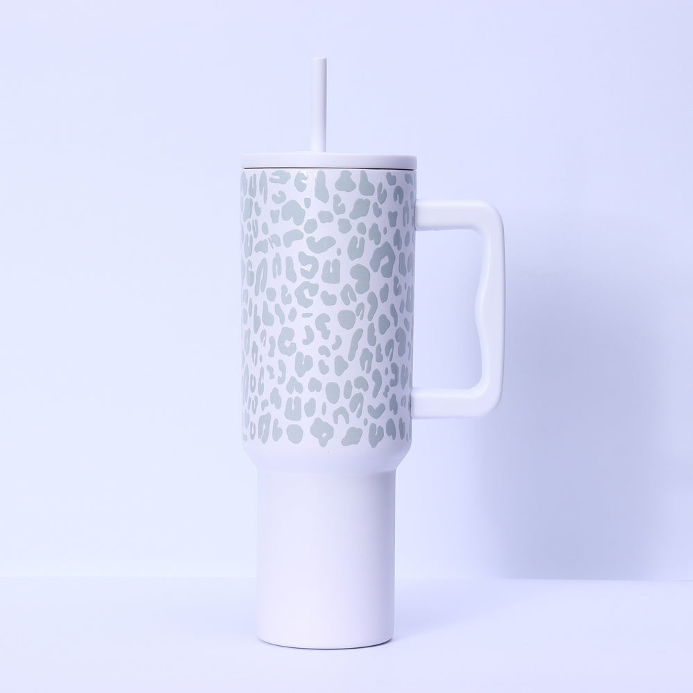 Amazon leopard print handle car cup 304 stainless steel vacuum insulated tumbler - large capacity portable cooler/insulated mug