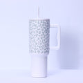 Custom leopard print handle car cup, 304 stainless steel vacuum insulated tumbler, large capacity portable cooler, ice bucket cup