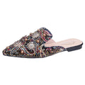 European station 2024 spring/summer new sexy printed rhinestone studded pearl pointed toe closed-toe thong sandals