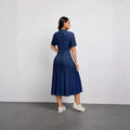 New arrivalfashion cross-border  independent station export short-sleeved lapel casual style shirt collar denim dress
