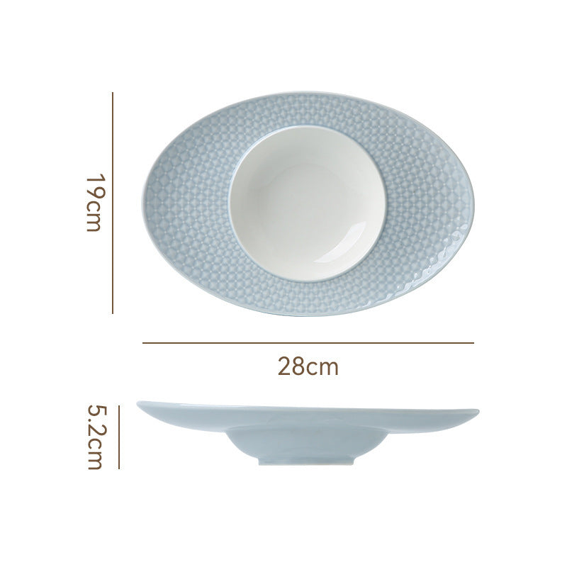 Scandinavianinsfor homerestaurantpure color ceramic set combinationstylish high-looking western food steak plate salad bowl