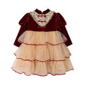 Girls' dress autumn new arrival red birthday dress lolita princess dress little girl puffy cake dress trendy