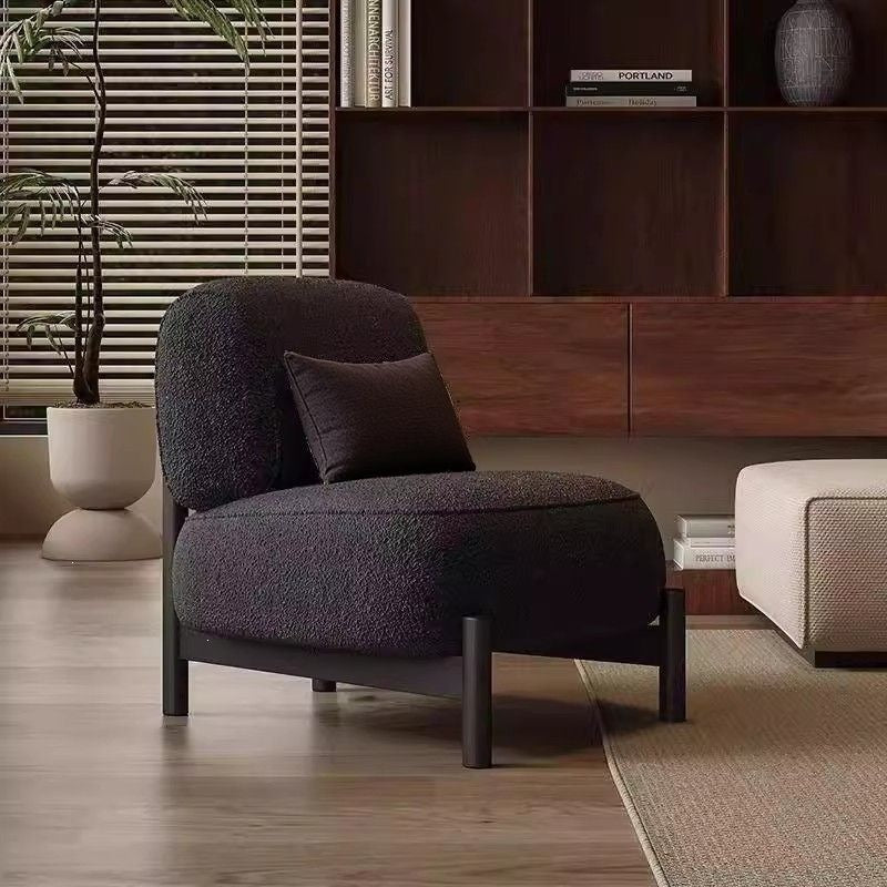 Cream mid-century style living room single sofa designer style living room beauty salon reception fabric cashmere casual chair