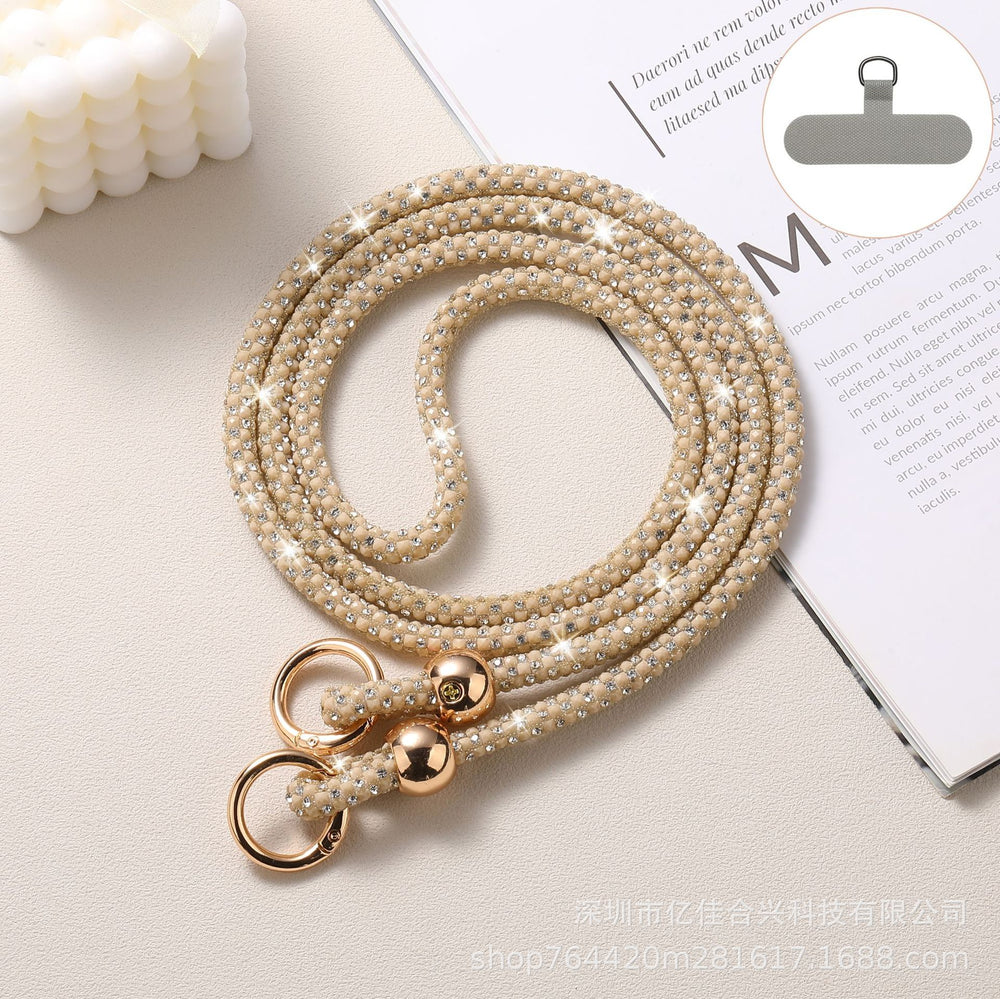 Luxury rhinestone phone lanyard - long crossbody phone chain, shoulder strap, bag charm, and phone cord