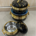 Food warmer container3pcs export cross-border gold handle round thermal insulation box 1-2-3.5l