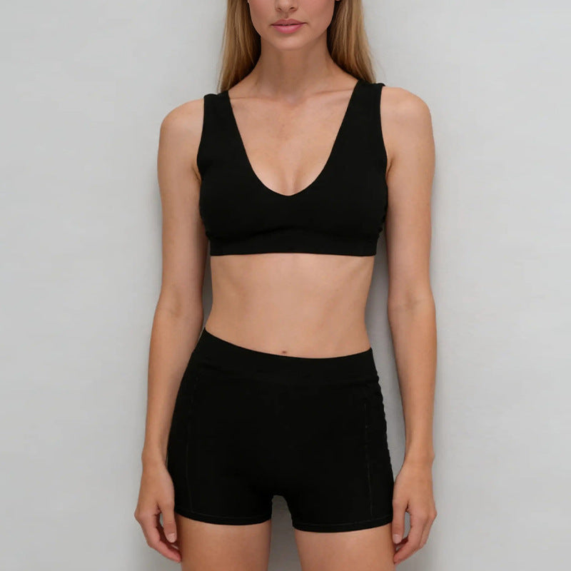 new arrival push-up bubble wrap belt chest pad running sports intimates bra high waist three-quarter shorts yoga suit