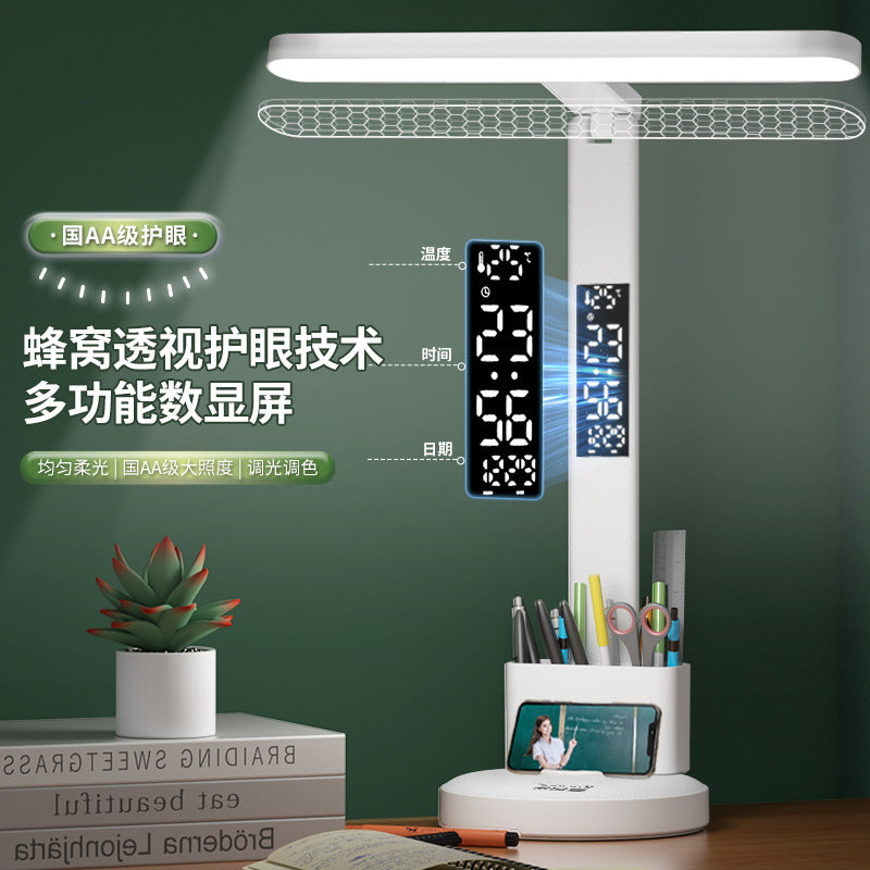 clock desk lamp for learning, student dormitory desk clock, reading bedside lamp, anti-myopia eye protection device