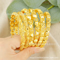 Dubai hollow-out women's luxury bangle, gold elegant ethiopian bridal wedding bracelet party gift