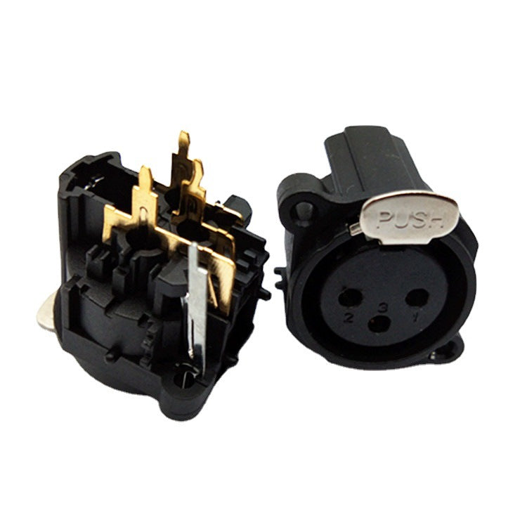 Gold-plated 3-core Canon socket 3-core Canon male and female XLR stage lighting mixer microphone Caron seat, straight foot