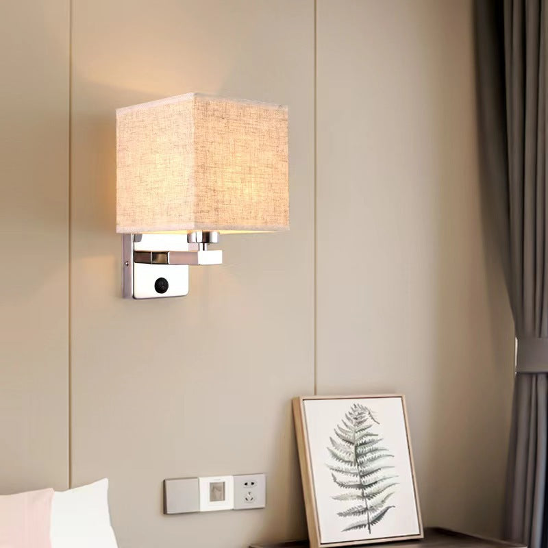Hotel room aisle wall lamp - modern minimalist background wall bedroom bedside silver wall light - simple luxury style