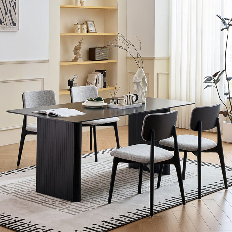 Foshan pure black slate dining table and chair set small apartment dining table for home restaurant rectangular shunde dining table