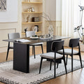Foshan pure black slate dining table and chair set small apartment dining table for home restaurant rectangular shunde dining table