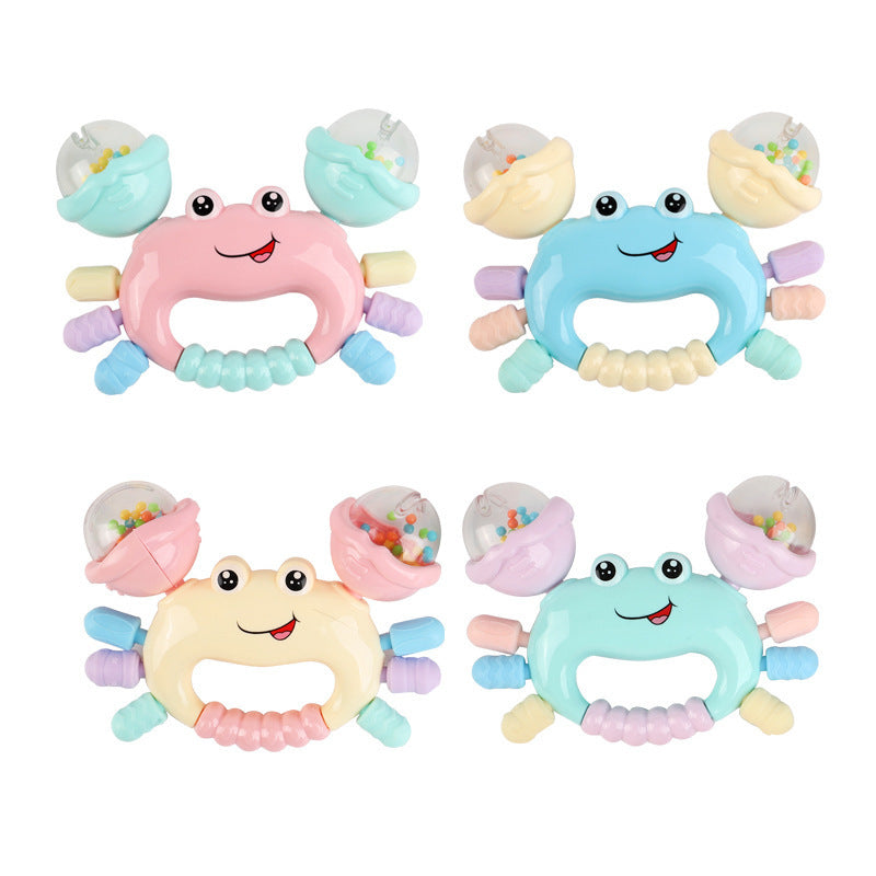 Cross-border export infant hand rattle baby can bite soft glue crab toothpaste Q cute fun hand grab rattle ring