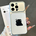 Suitable for apple 17promax mobile phone case simple bow black and white couple cat iphone18 anti-fall soft case