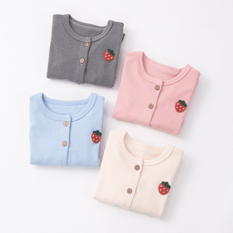 spring/autumn korean style girls' top: baby girl long-sleeve versatile solid color cardigan knit outerwear, sweet style for girls