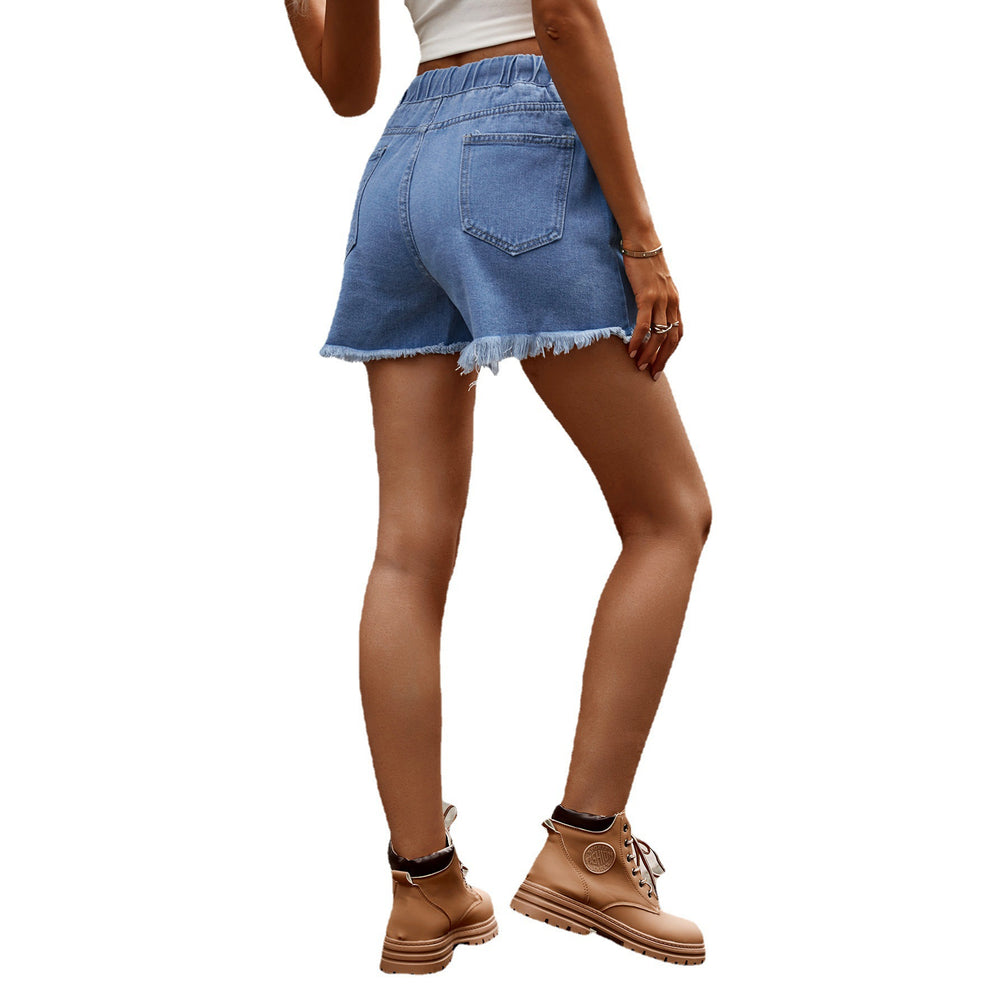 European and american women's clothing  cross-border e-commerce new  versatile slimming elastic waist denim casual shorts - trendy women's style