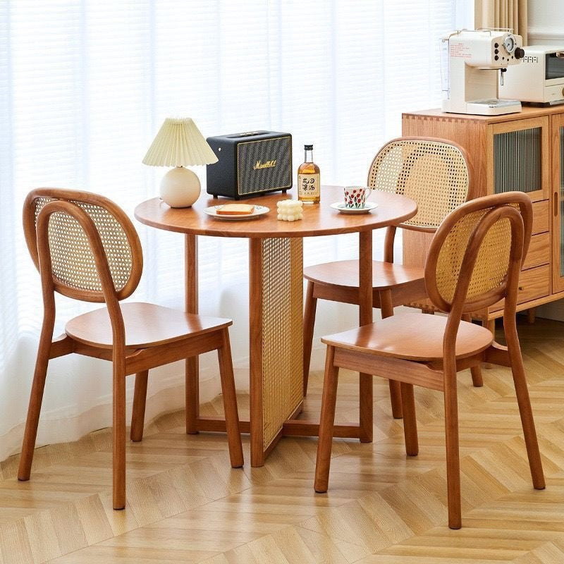 Tea table nordic style for home b&b milk tea shop cafe solid wood rattan table and chair combination small apartment ideal choice