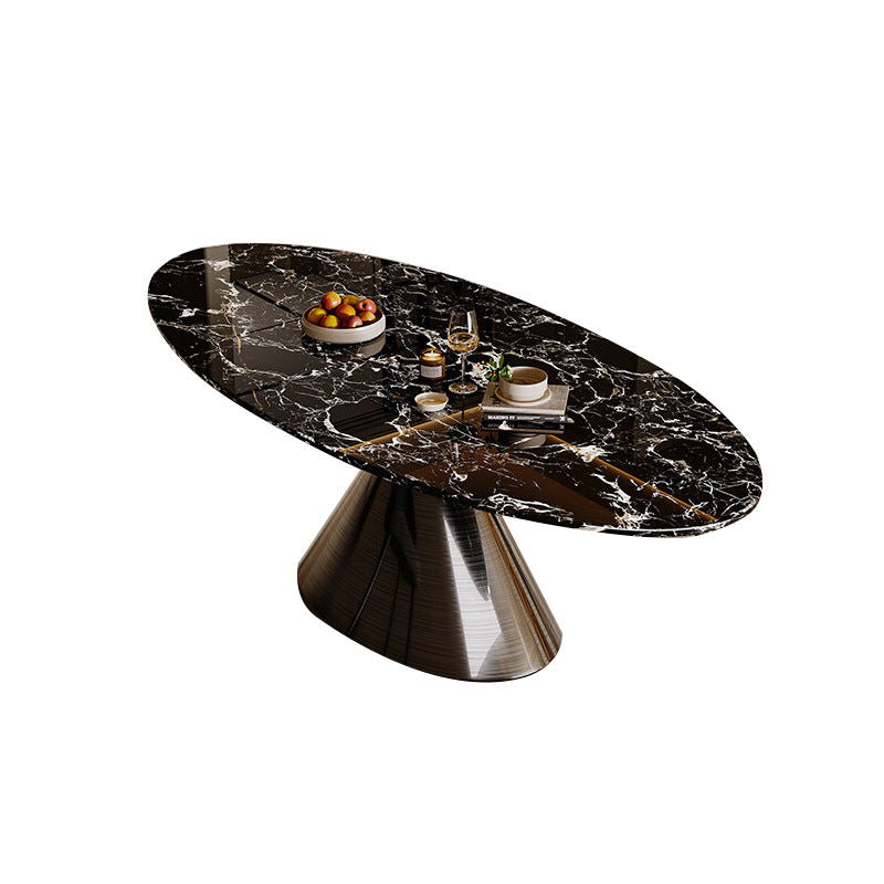 Optional board new arrival marble dining table large apartment natural luxury stone black rose classy oval luxury dining table and chairs