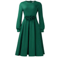 D602 women's foreign trade   autumn/winter new round neck long sleeve 3d floral skirt african dress