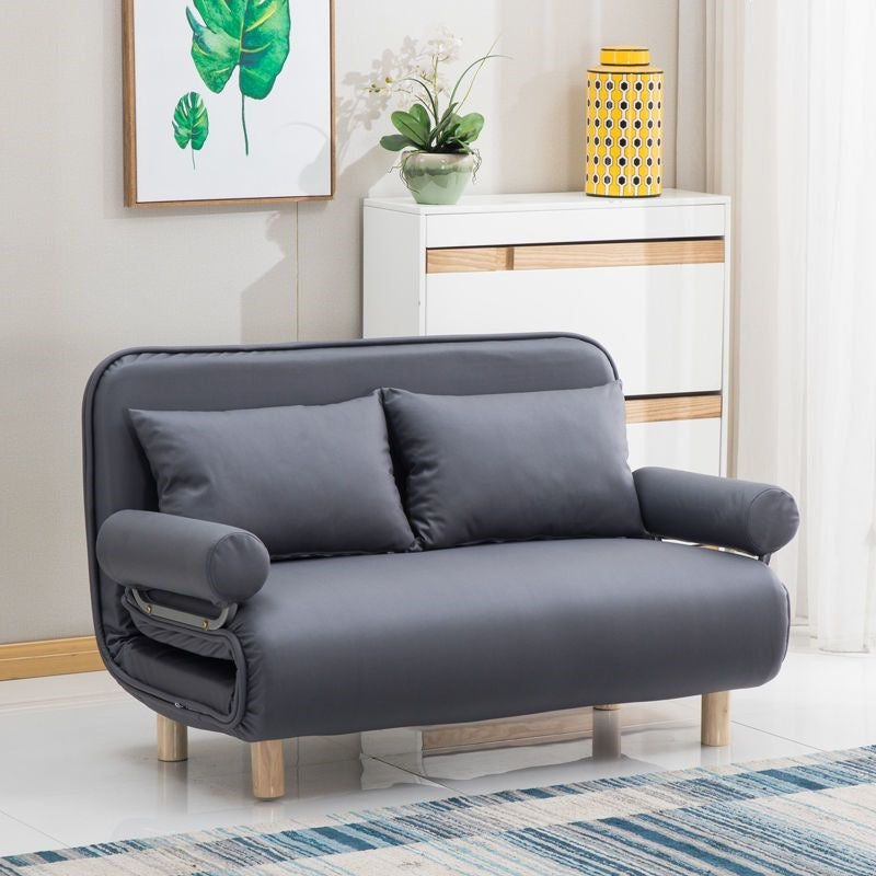 Foldable and detachable washable small apartment living room minimalist modern double/single multifunctional cat paw leather sofa bed - free shipping