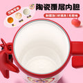 Ceramic liner ice tumbler, 316 stainless steel large capacity insulated mug, stylish women's car cup with dual-use straw